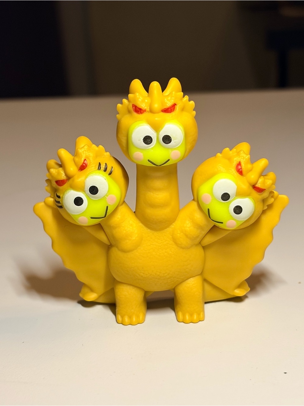 Hello kitty Godzilla Three-Headed Dragon Kids Toy - Bright Yellow Play Figure